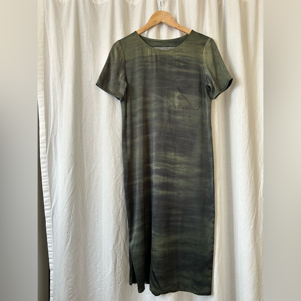 Raquel Allegra Green Tie-Dye Midi Dress